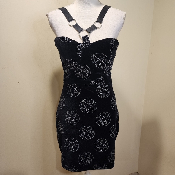 RAT BABY Black Velvet Sparkle Bodycon Mini Dress size S - Picture 11 of 15
